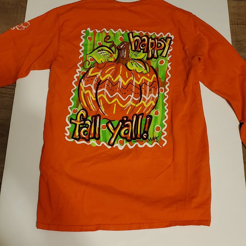 It's A Girl Thing Fall Long Sleeve Orange T-Shirt with "Happy Fall Y'all" Size S